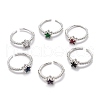 Mother's Day Rings Brass Micro Pave Cubic Zirconia Cuff Rings RJEW-I077-03P-1