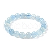 Natural Aquamarine Round Bead Stretch Bracelets for Men Women BJEW-U034-01A-03-4