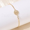 Brass Micro Pave Cubic Zirconia Birthday Flower Link Bracelets BJEW-U031-01G-04-2