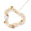 Heart Glass & Shell Pearl Beads Pendant Decorations HJEW-JM01984-4