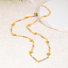 Bohemian Beach Vacation Brass Enamel Sunflower Handmade Link Chain Necklaces Women's Date Gift HM4276-7