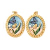 304 Stainless Steel Enamel Pendants STAS-U061-48G-01-1