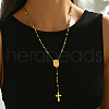 Stainless Steel Geometric Portrait Tassel Cross Punk Retro Lady Rosary Bead Necklaces HN1728-4-3