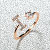 Brass Micro Pave Cubic Zirconia Cuff Rings for Women FS-WGA4C54-09-1