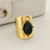 204 Stainless Steel with Natural Obsidian Cuff Rings FS-WG1A4E8-08-1