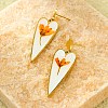 Heart with Flower Pattern Stainless Steel Dangle Stud Earrings EJEW-D303-02G-1