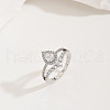 Brass Micro Pave Cubic Zirconia Double Layer Finger Rings IQ6889-8-2