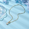 Mother's Day Jewellery Round Natural Freshwater Pearl Copper Wire Wrapped Pendant Necklaces NJEW-JN04948-2
