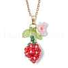 Glass Seed Beaded & Imitation Pearl Flower Pendant 304 Stainless Steel Cable Chain Necklaces for Women NJEW-MZ00115-3