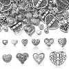 100Pcs 10 Styles Tibetan Style Carved Heart Zinc Alloy Beads TIBEB-CJ0001-18-9