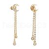 Brass Micro Pave Clear Cubic Zirconia Dangle Stud Earrings EJEW-K083-16G-2