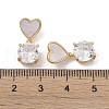 Brass & Shell & Clear Cubic Zirconia Pendants KK-G497-13G-3