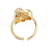 Rack Plating Teardrop Brass Micro Pave Cubic Zirconia Open Cuff Rings for Women RJEW-B064-05G-3