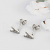 Brass Micro Pave Clear Cubic Zirconia Stud Earrings FS-WGC2F12-22-2