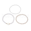 3Pcs 3 Styles ABS Plastic Imitation Pearl Beads and Shell Beads Stretch Bracelets for Women BJEW-JB11797-2