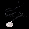 Natural Rose Quartz Tree of Life Pendant Necklace with Nylon Rope NJEW-H009-03-03-3