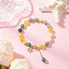 2Pcs Natural Striped Agate & Quartz Crystal & Amethyst Round Beaded Stretch Bracelets BJEW-JB11936-4