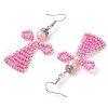 Glass Seed Beads Angle Dangle Earrings EJEW-MZ00288-02-4
