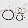 Alloy with Jet Rhinestone Chain Necklace & Hoop Earring & Bracelet FS-WG9D127-03-4