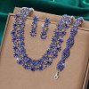 Alloy Rhinestone Link Chain Necklaces & Stud Dangle Earrings & Bracelets Sets FS-WG454B6-03-2