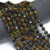 Dyed Natural Yellow Blue Tiger Eye Beads Strands G-K389-A34-01-2