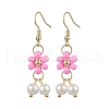 6 Pairs 6 Colors Shell Pearl Beads & Glass Seed Dangle Earrings EJEW-MZ00310-4