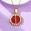 304 Stainless Steel Polymer Clay Rhinestones Sun Openable Pendant Necklaces for Women NJEW-Z065-10G-02-3