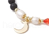 3Pcs 3 Colors Natural Lava Rock Beads Stretch Bracelets BJEW-JB11595-4