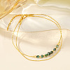 Bohemian Style Double Chain Brass Bead Semi-Precious Gemstone Bracelets LO3737-2
