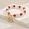Mother's Day Brass Micro Pave Cubic Zirconia Flat Round Charm Bracelets XO3109-2-1