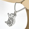 304 Stainless Steel Dog Outline Pendant Necklaces NJEW-P327-06P-3