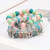 4Pcs Bohemian Style Alloy & Glass & Acrylic Charm Bracelets Set WG8E884-06-1