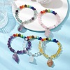 5Pcs 5 Styles Raw Rough Mixed Gemstone Charm Bracelets BJEW-JB10298-2