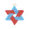 Handmade Glass Seed Beaded Star of David Pendants PALLOY-MZ00618-1