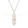 Natural Mixed Gemstone Faceted Bullet Shape Copper Wire Star Wrapped Pendant Necklaces NJEW-JN05024-02-4