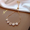 Minimalist Floral & Star Charm Adjustable Gold Bracelet with Crystals for Women ST9907314-1