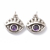 Brass Micro Pave Purple Cubic Zirconia Charms ZIRC-A016-08AS-2