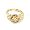 Rack Plated Brass Micro Pave Clear Cubic Zirconia Round with Tree of Life Finger Rings for Women RJEW-Z039-02G-1-2