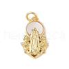 Brass Pave Natural White Shell Religion Pendants KK-S522-23G-C-1