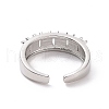 Clear Cubic Zirconia Rectangle Open Cuff Ring RJEW-H127-01P-3