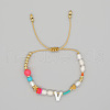 Bohemian Style Shell Letter Bead Braided Bead Bracelets for Women WG07C1E-22-1