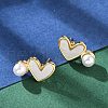 Heart Brass Stud Earrings EJEW-C141-01G-02-3
