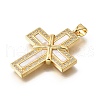 Brass Micro Pave Cubic Zirconia Shell Pendants KK-D328-26G-B-2