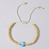 Adjustable Cross Shell Brass Braided Bead Bracelets for Women Summer Vacation BH1758-6-1