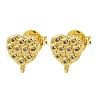 Brass Micro Pave Clear Cubic Zirconia Stud Earring Findings KK-S530-01G-G-1