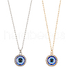 ANATTASOUL 2Pcs 2 Colors Blue Plastic Evil Eye with Crystal Rhinestone Pendant Necklaces Set NJEW-AN0001-25-1