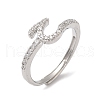 Rack Plating Brass Cubic Zirconia Arabic Letters Adjustable Rings for Women RJEW-S407-10P-13-1