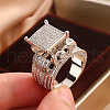 Brass Micro Pave Clear Cubic Zirconia Finger Rings FS-WG69587-10-1