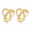 Rack Plating Brass Micro Pave Clear Cubic Zirconia Cuff Earrings EJEW-H147-04G-4