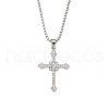 Zinc Alloy with Rhinestone Cross Pendant Necklaces NJEW-M211-07A-P-1